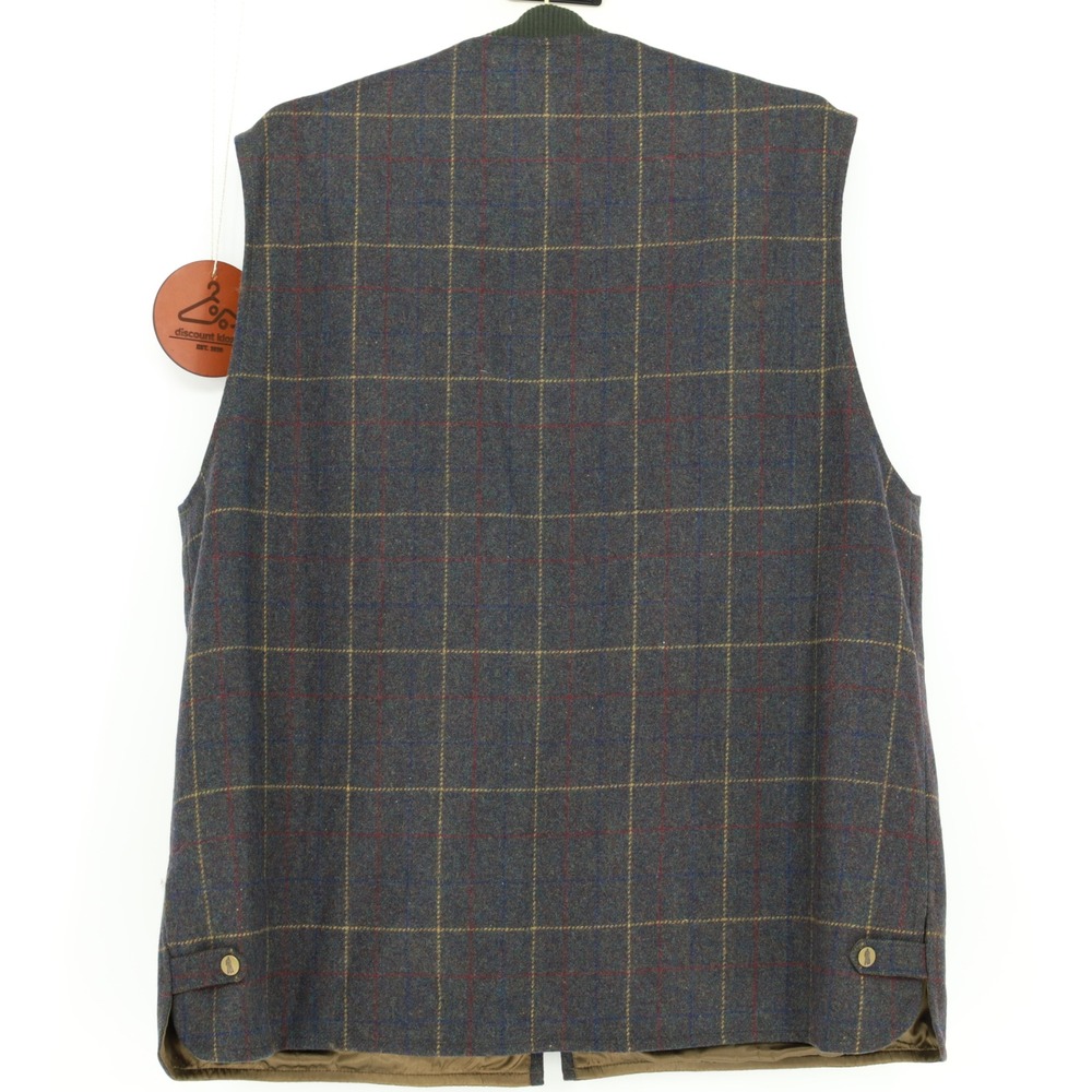 J. Peterman Wool Blend Tweed Shooting Vest XL Plaid Utility Equestrian Gorpcore - Picture 2 of 13